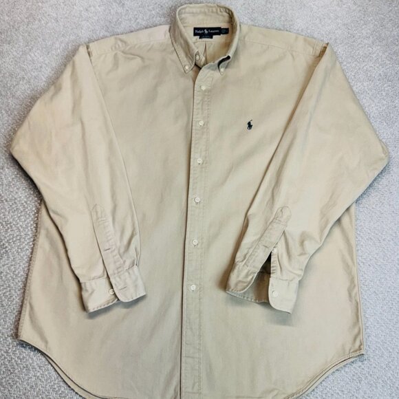 Polo Ralph Lauren Men’s Shirt L Long Sleeve Button Blake Light Brown Tan Large - Picture 6 of 8